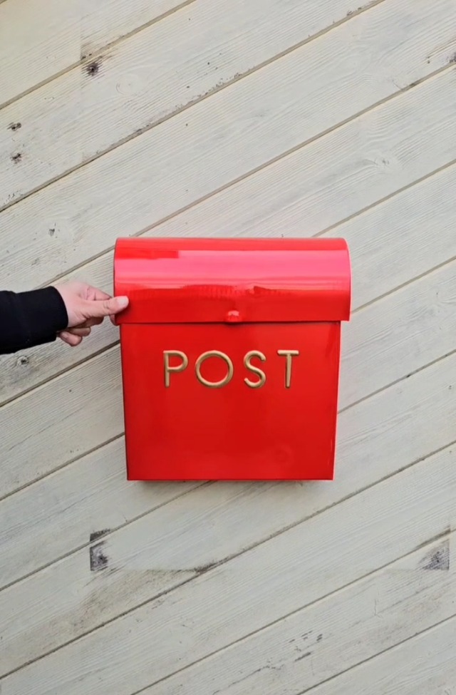 Red Wall Mounted Post Box - Weatherproof Outdoor Mailbox With Easy Access No Lock For Homes & Offices