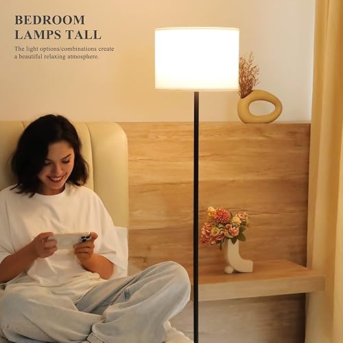 Miniatura 4 de Lámpara de pie LED de diseño simple, moderna lámpara de pie con sombra, lámparas altas para sala de estar, dormitorio, oficina, comedor, cocina,