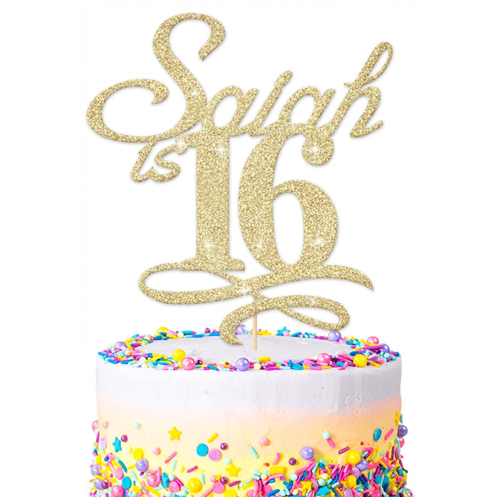 EDSG Personalised Birthday Glitter Cake Topper | Custom Cake Decoration with Any Name Any Age | Double Sided Glitter Card Any Name Age Customized - Multicolour Glitter Cake Decoration โฆ