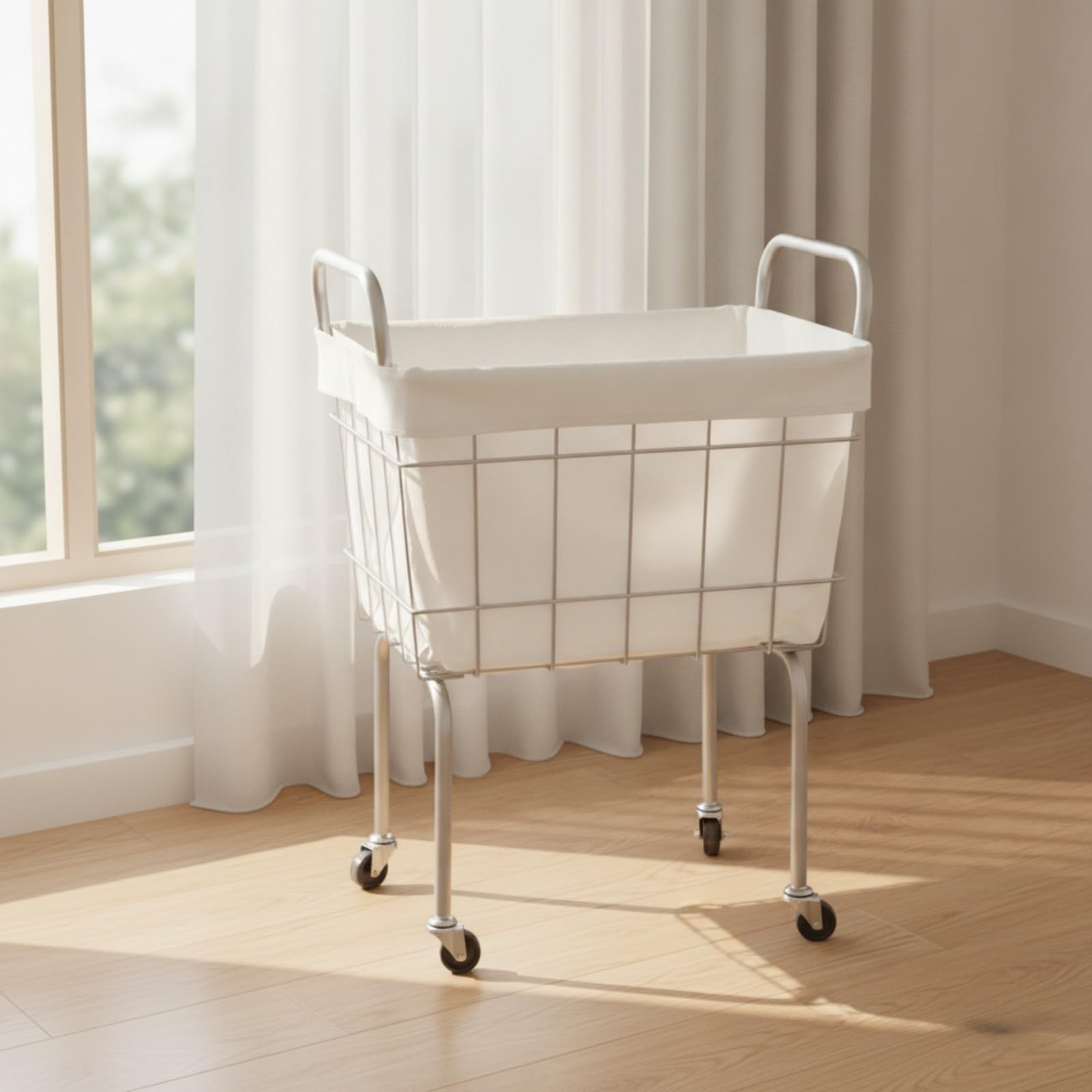 Cesto Ropa Rectangular Reforzado Cesta Lavandería con Ruedas Compacto Cesto Ropa Forro Extraíble para Hogar