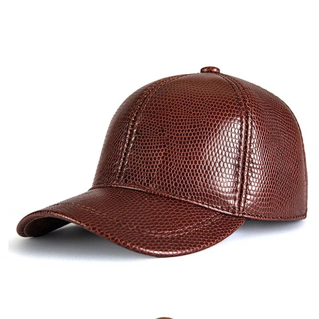 Gorra de béisbol de piel auténtica para hombre y mujer, gorra ajustable de piel de vaca