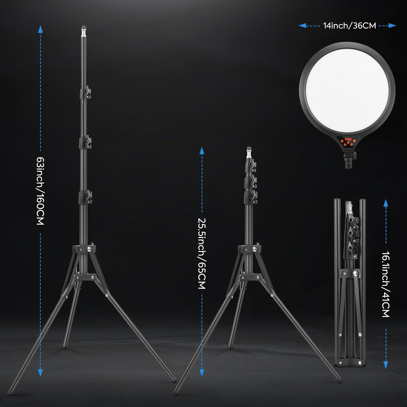 Handy Stativ mit Ringlicht 35CM, LED Videolicht Ringlicht mit Stativ für Smartphone Dimmbare 2700-6500K Digitales Anzeigefeld Fernbedienung Tragetasche für Food-Creator, Live Stream, TikTok
