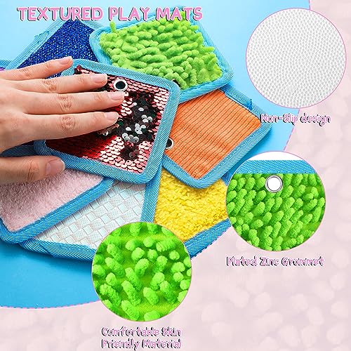 Image of Boao 8 Set Mini Sensory Mats Assorted Textured Play Mats Sensory Floor Tiles Educational Tactile Toys for Activity(4 Inch,Square)