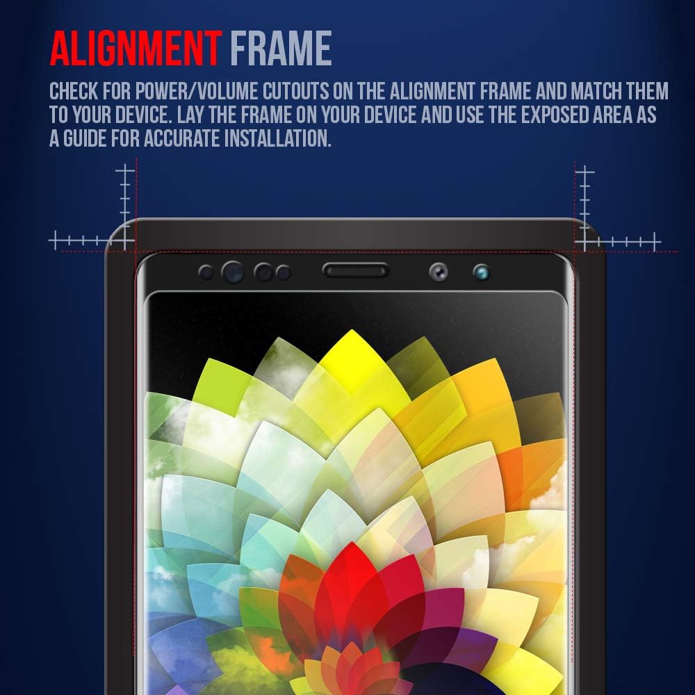 Skinomi TechGlass [1-Pack] [3D Glass - Black] Screen Protector for Samsung Galaxy Note 9 (Easy Install)(Alignment Frame Included)