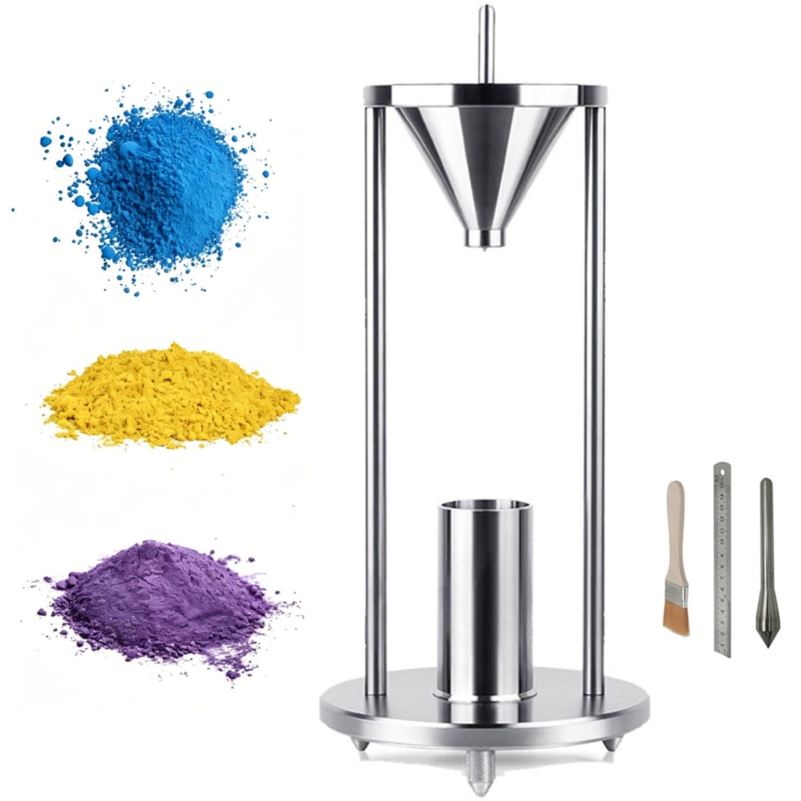 This Stainless Steel Apparent Density Meter, Powder Bulk Density Tester with 0.5" Funnel Aperture & 60° Taper Volumeter for Stacking Density Analysis
