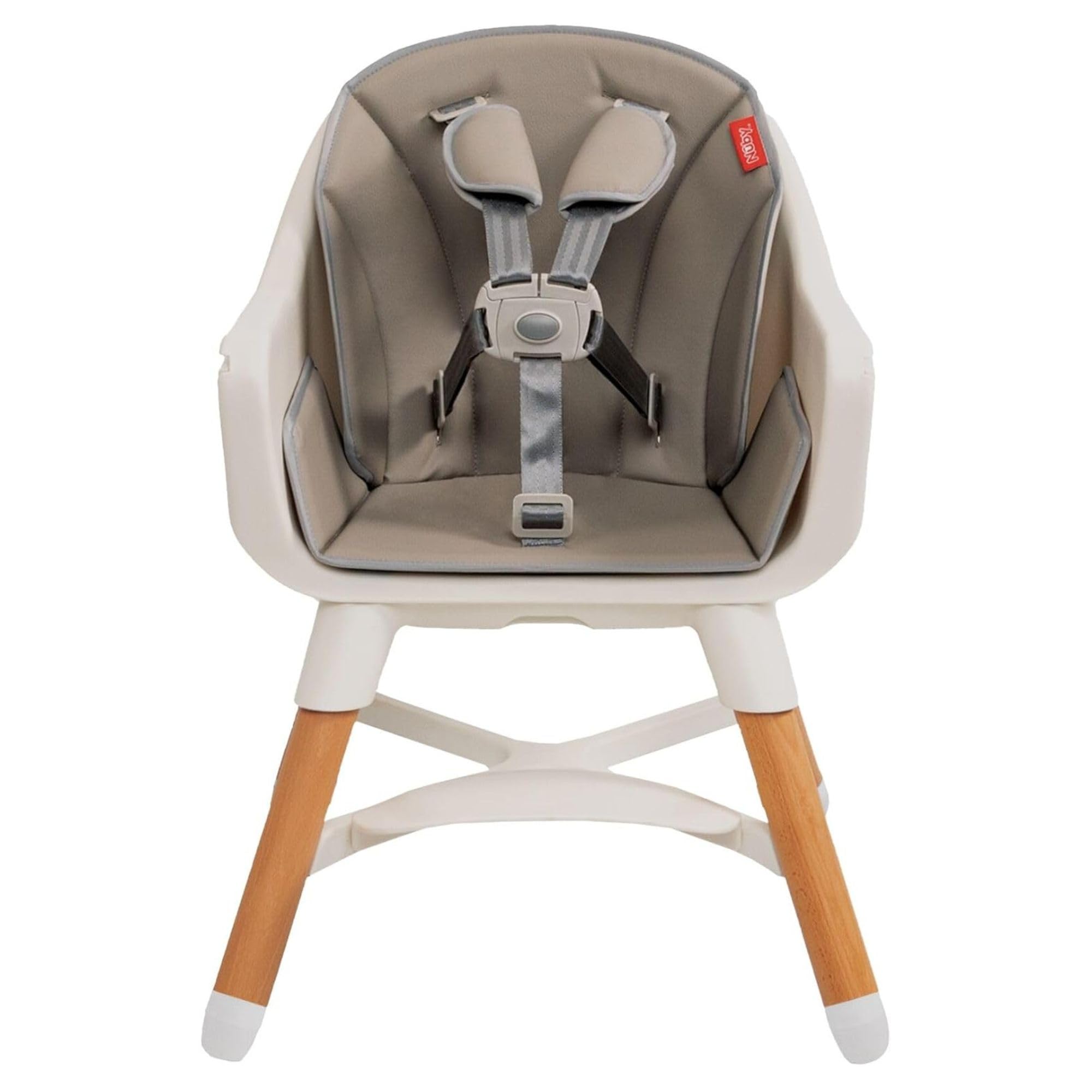 Nuby Chaise Haute Évolutive 4-en-1 pour Bébé et Enfant avec Plateau Amovible – Harnais Réglable 5 Points, Jusqu’à 27 kg, de 6 Mois à 3 Ans, Beige