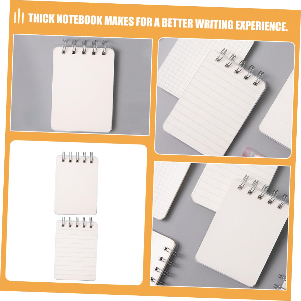 HOMSFOU 4 Set Mini Taccuino Portatile Quaderno A Righe Universitarie Quaderni Per La Scuola I Quaderni Pianura Blocco Note Compatto Per Ufficio Piccolo Mini Taccuino Carta Bianca 4 Pezzi*4