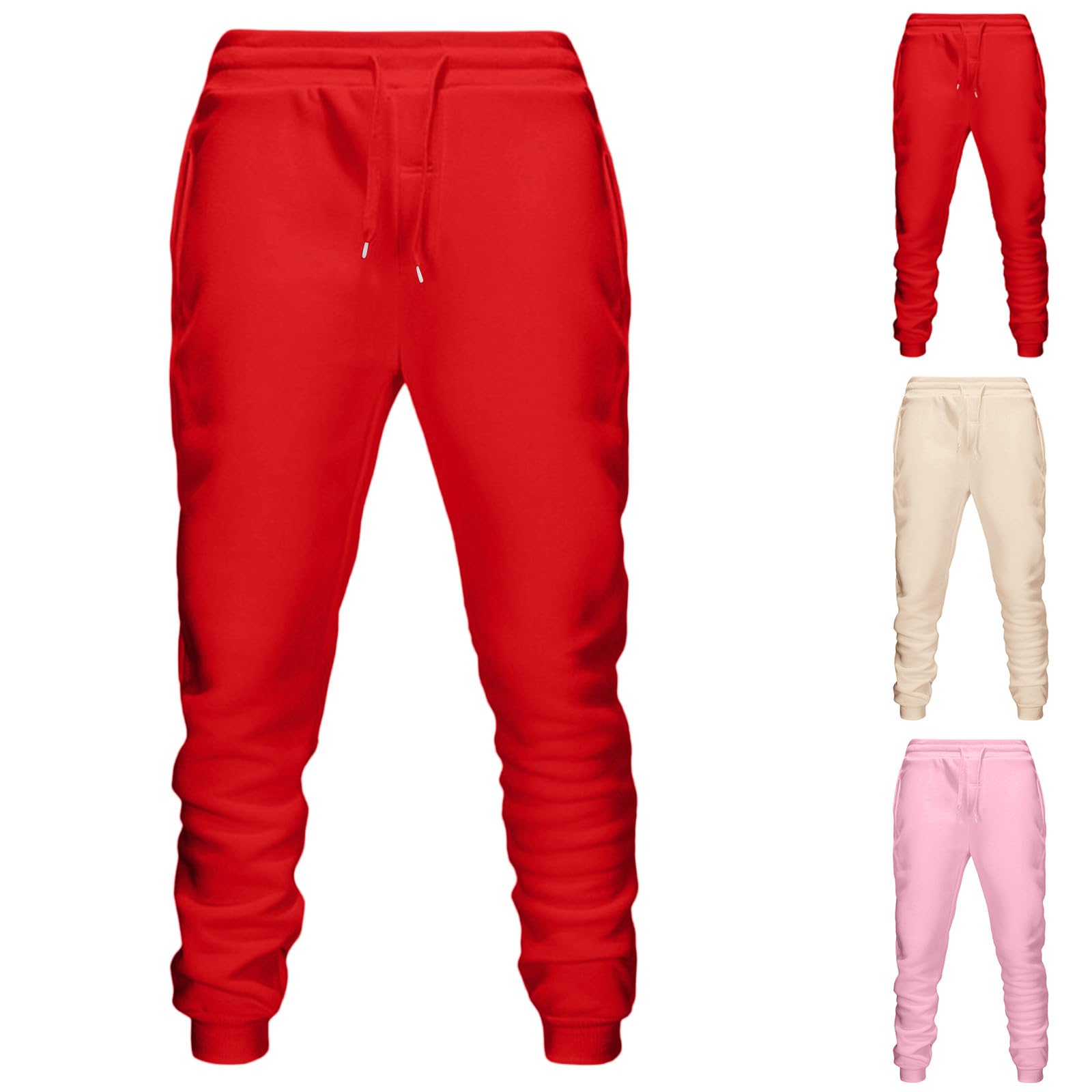 Mens Fleece Sweatpants Elastic Botton Gym Workout Active Athletic Joggers Pants Baggy Comfortable Track Pants Fall