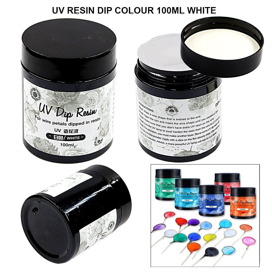 PIXORA UV Resin Dip Glue for Flower Making - 100ml Professional Wire Petal Resin Liquid for Jewelry Making, DIY Crafts, High Transparency, Quick Drying & Non-Yellowing (White) 3