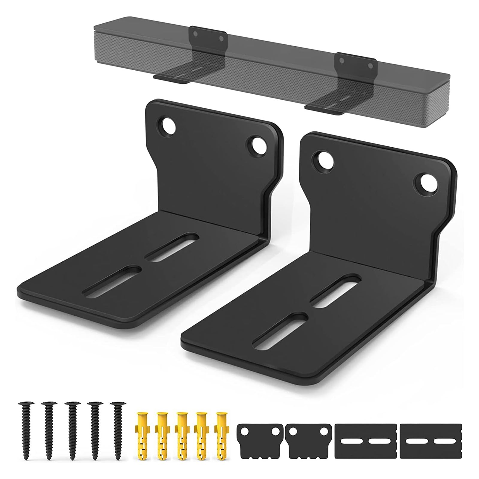Supporto per altoparlante a parete, supporto da parete per barra sonora, kit di installazione della barra sonora, salvaspazio supporti per altoparlanti con viti di montaggio a parete (nero)