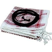 Middle Eastern Red &amp; White Kafiya Keffiyeh Kufiya with Aqal Rope