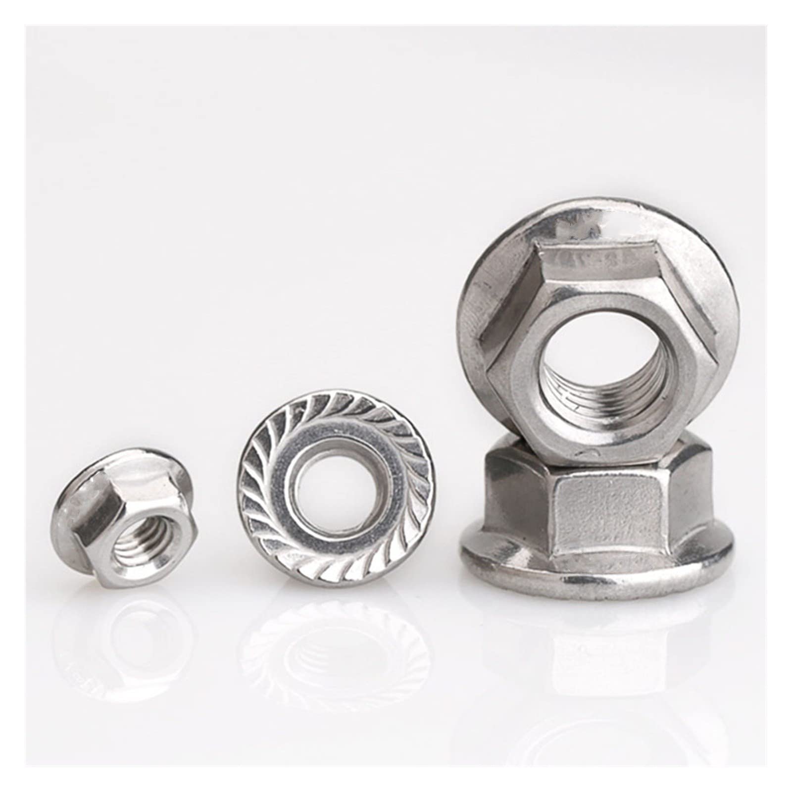 Tuerca de bloqueo hexagonal métrica de acero inoxi Tuercas M5 M6 M8 M10 M12 Tuercas hexagonales de acero inoxidable 304 con rosca inversa hexagonal dentada (color: 5 piezas, tamaño: M12)(One Size,M12)