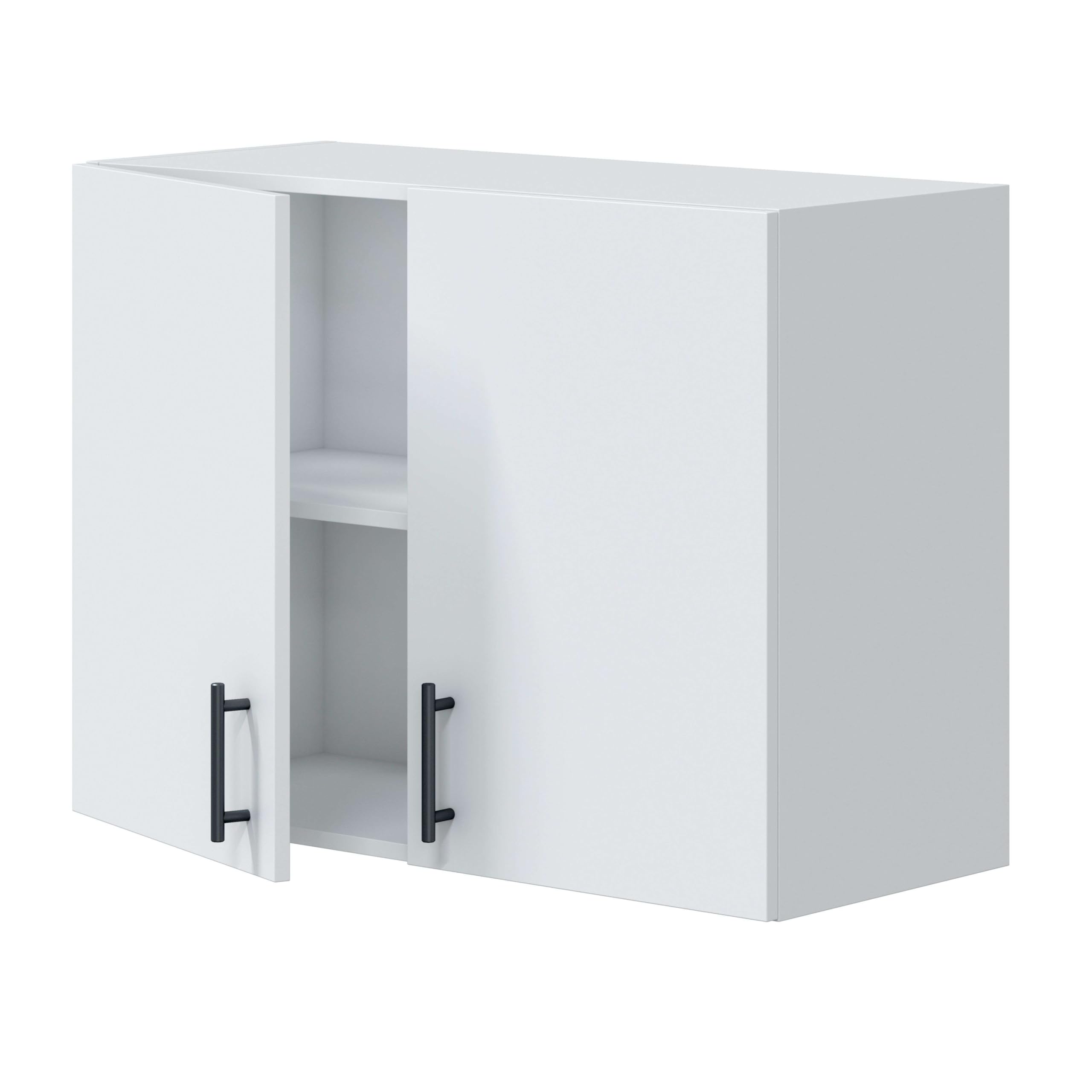 Bricohabitat Módulo Alto de Cocina para Colgar 80 cm Mueble Alto Cocina Suspendido Kira Blanco Brillo 80x59x34 cm