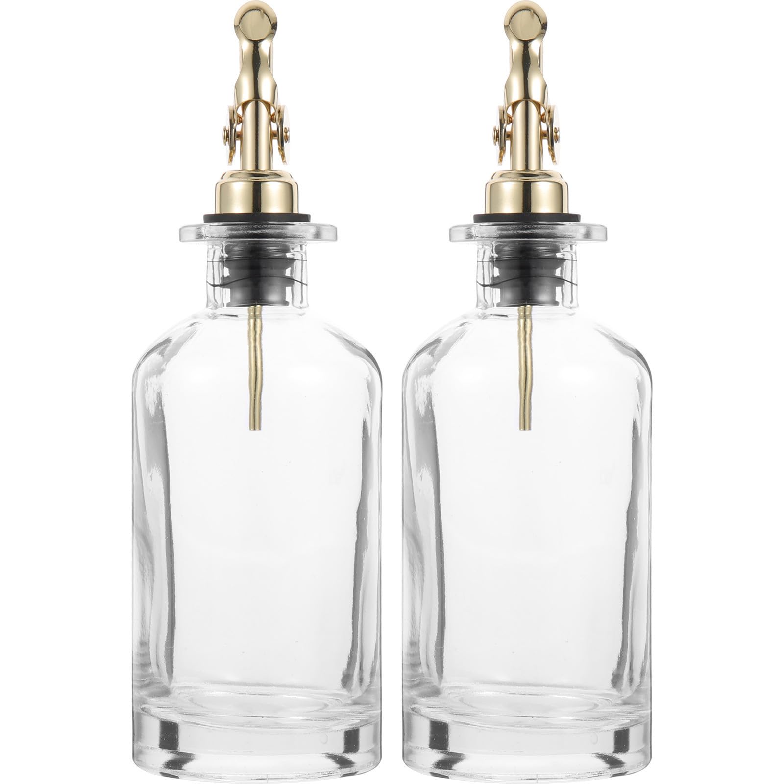 Gadpiparty Juego de 2 Botellas Dispensadoras de Vinagre y Aceite de Vidrio Tapa Automática y Cuerpo de Acero Inoxidable para Cocina, Capacidad 350ml