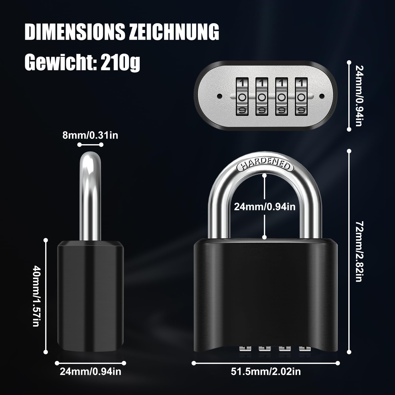 NOVLOCK Cijferslot – Robuust en Veilig Hangslot met 4-Cijferige Code – Geharde Stalen Beugel van 7 mm – Slot voor Kuisjes, Kasten, Kisten, Hekken, Poorten en Tuinschuurtjes – 1 Stuk, Groen