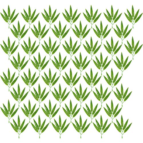 Healifty 50Pcs Artificial Bamboo Leaves Fake Green Plants Greenery Leaves Bamboo Decorations Adornment Room Decor Aesthetic For Home Office Restaurant (Light Green) #TOP25