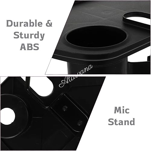Miniatura 3 de Bandeja universal para micrófono con soporte para bebidas, soporte de micrófono ajustable con abrazadera para estante de utilidad, soporte de