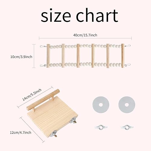 Miniatura 5 de Plataforma de perca de madera para pájaros con escalera de escalada, soporte de juego de loro, puente oscilante, juguetes para masticar periquitos,