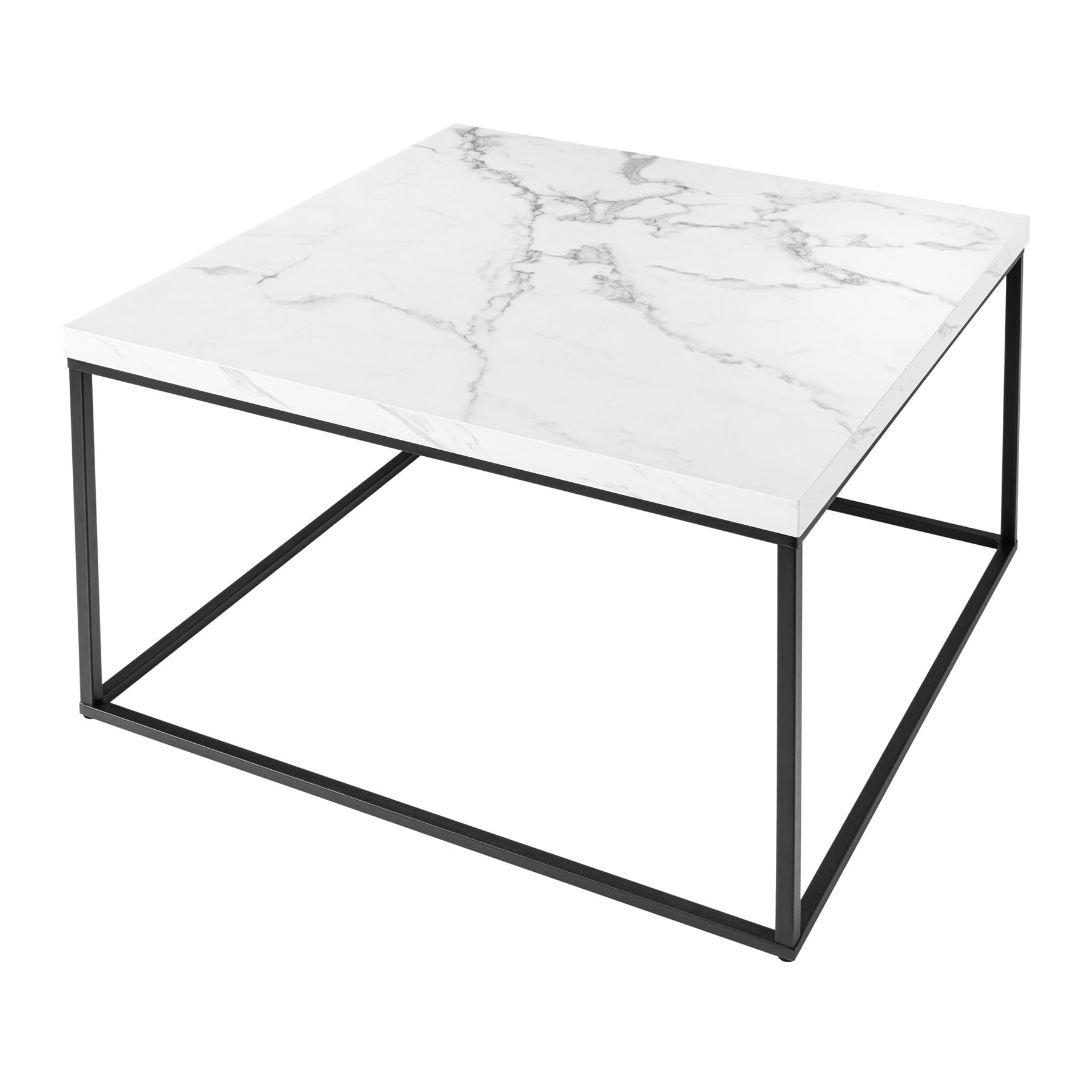 Riess Ambiente Moderner Couchtisch Architecture - 60cm - weiß - Marmor-Design Metallgestell