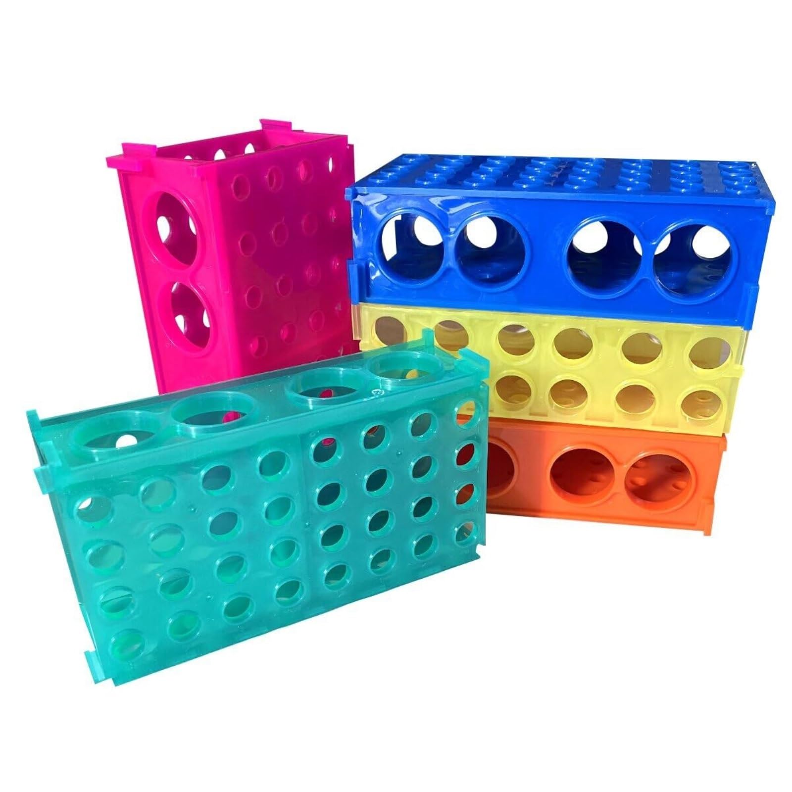 Soporte de Laboratorio Paquete De 5 Soportes Plástico For Tubos Ensayo con 4 Orificios Y Múltiples Gradilla para Tubos