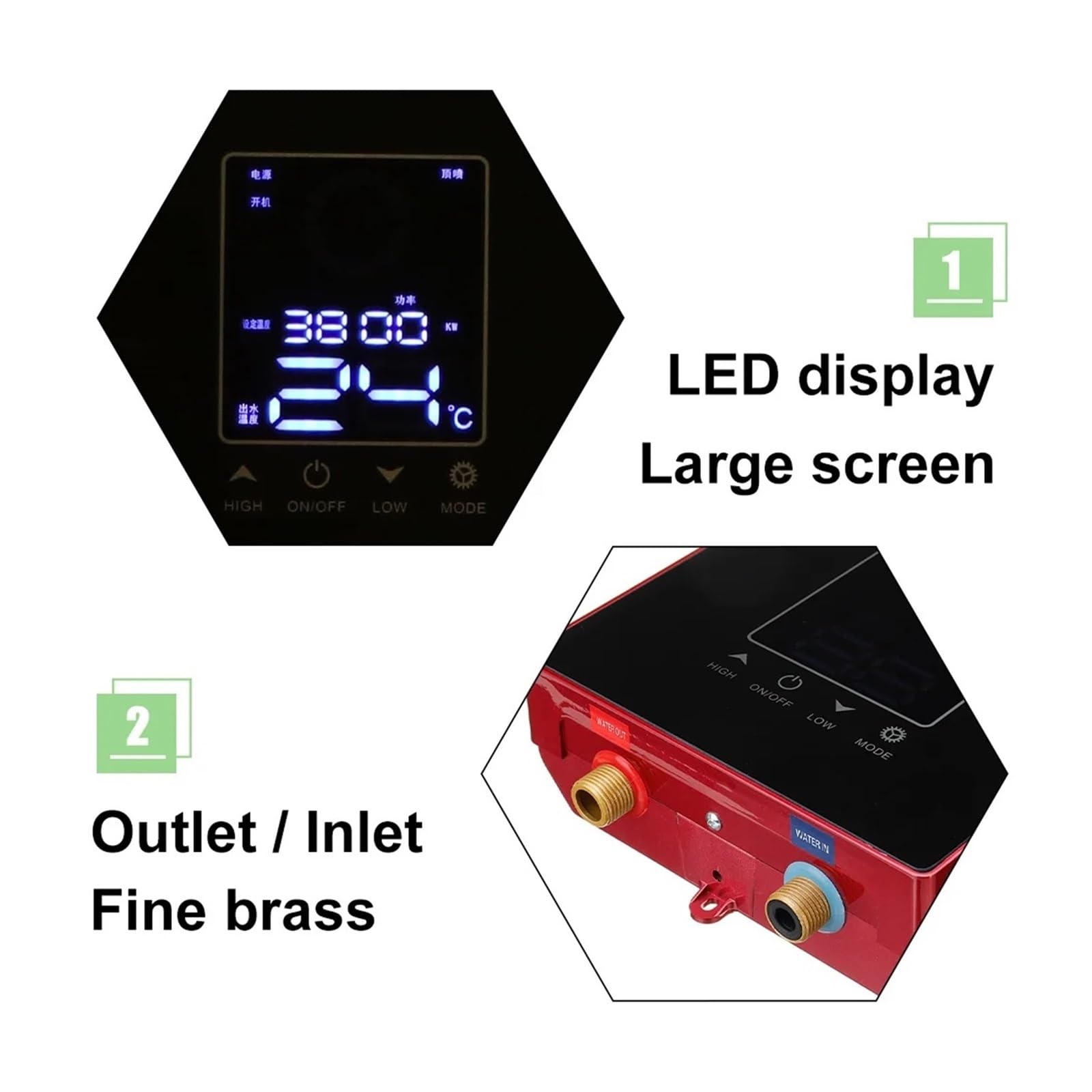 Scaldabagno Elettrico Digitale LCD Da 8500 W. Controllo Vocale Toccante. Scaldacqua Istantanei Senza Serbatoio A Temperatura Costante riscaldare rapidamente(Gold)