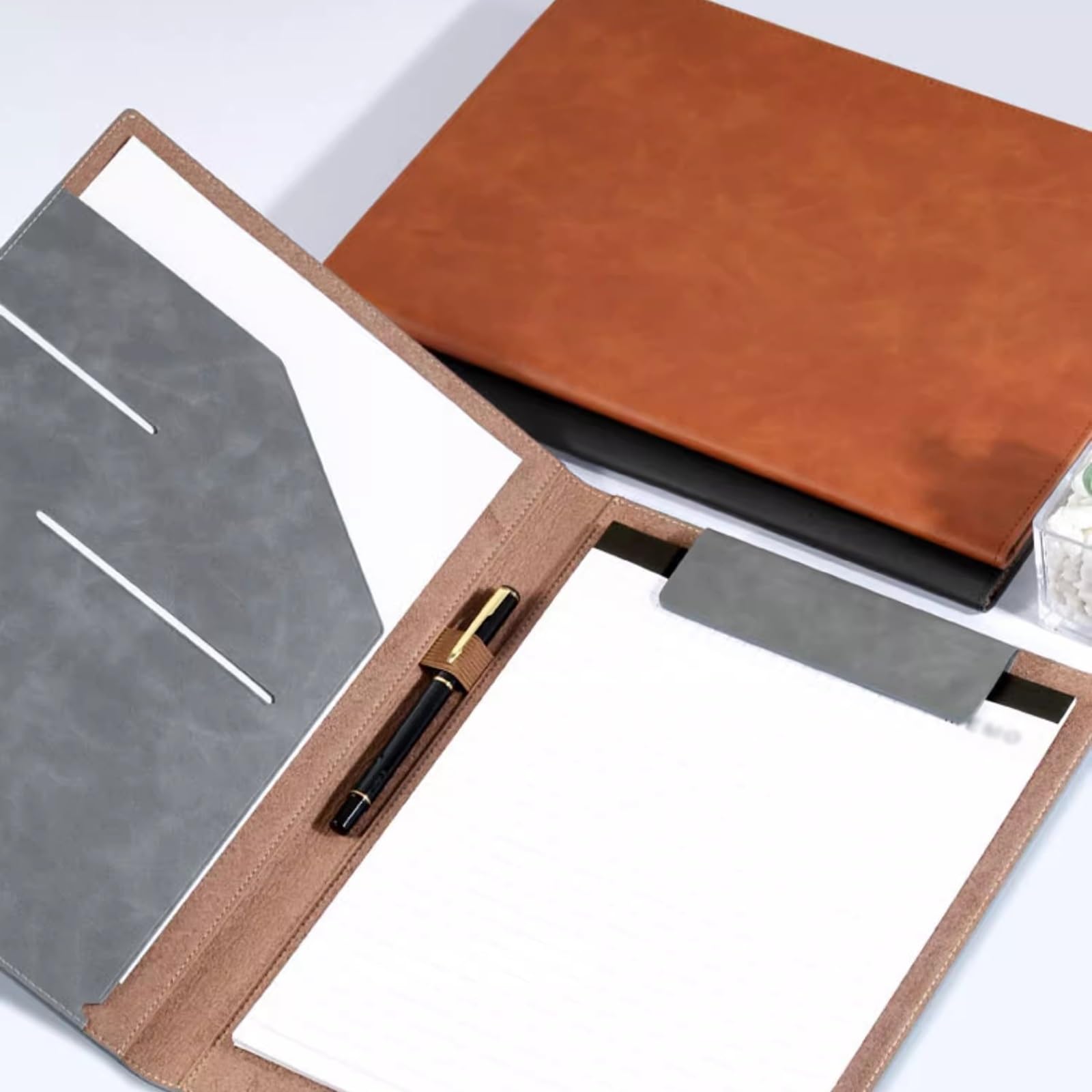 Cartella semplice da esposizione multifunzionale in pelle lavoro con inserto for penna Blocco for conferenze magnetico Libro for firma di contratto 2 pezzi File espandibile