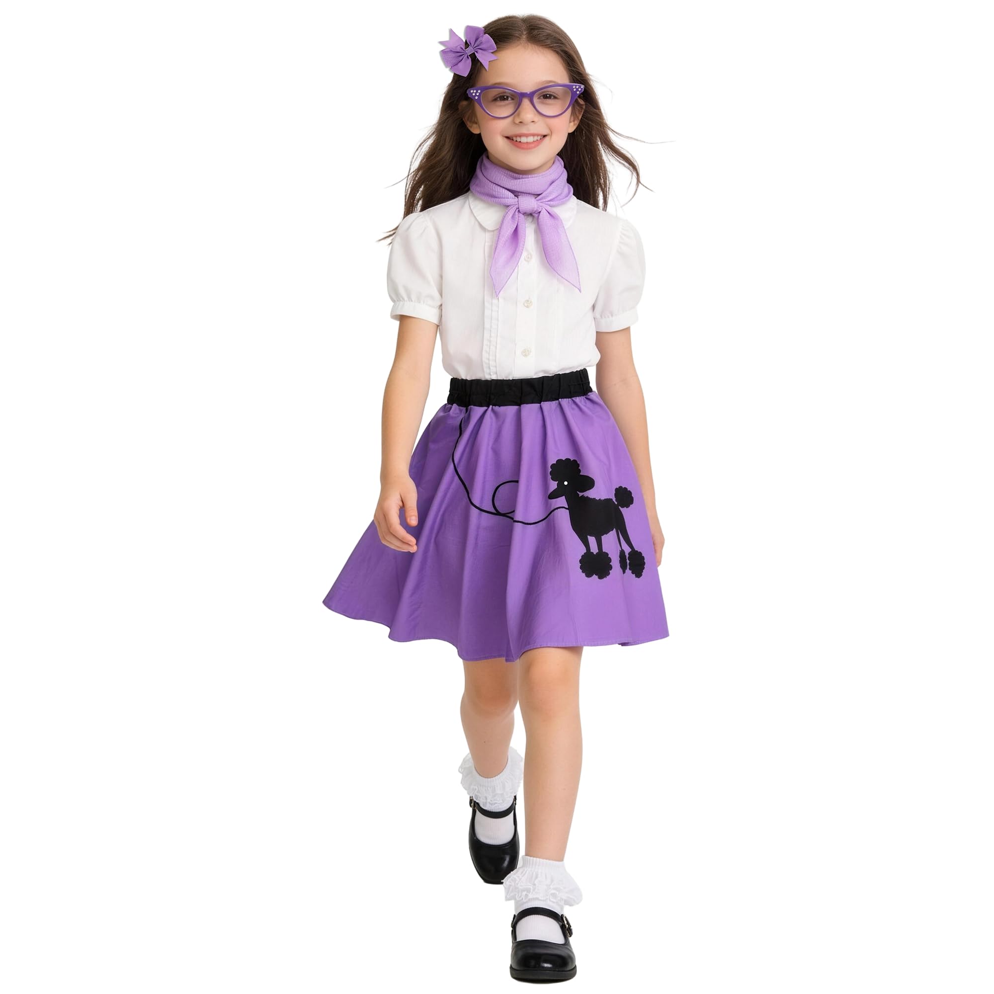 50s Outfit for Girls Poodle Skirt Costume Set for Halloween Birthday Party