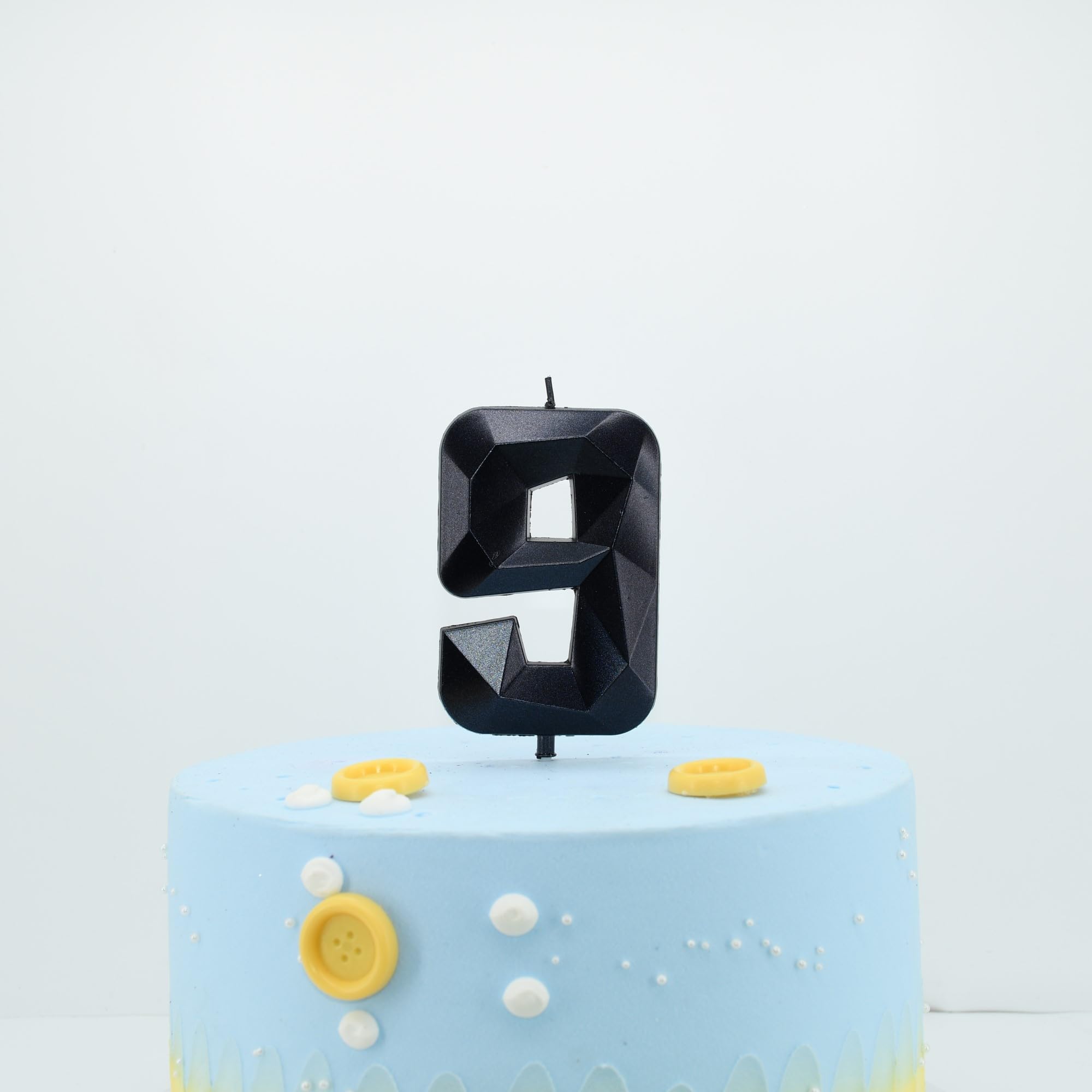 DERVENTA Vela de cumpleaños con número grande 3D negro de 3.7 pulgadas, decoración de fiesta, celebración, aniversario, decoración para tartas, 1 pieza (número 9 negro)
