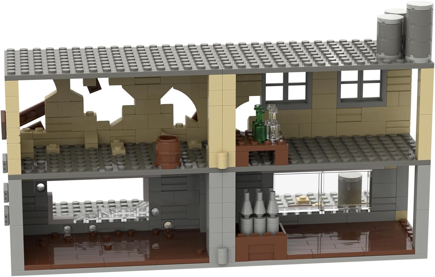 Jeamoc WW2 Military Ruins Building Block Set, 440 Pcs Parts Military Ruins Building Bricks Construction, WW2 Set