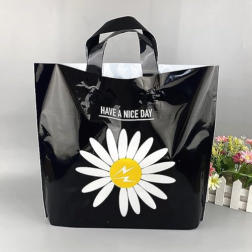 50 bolsas de plástico para mercancías de 9.8 x 11.8 pulgadas, bolsas de compras al por menor con asas, margarita negra (más patrones disponibles) disponible en Yaxa Costa Rica