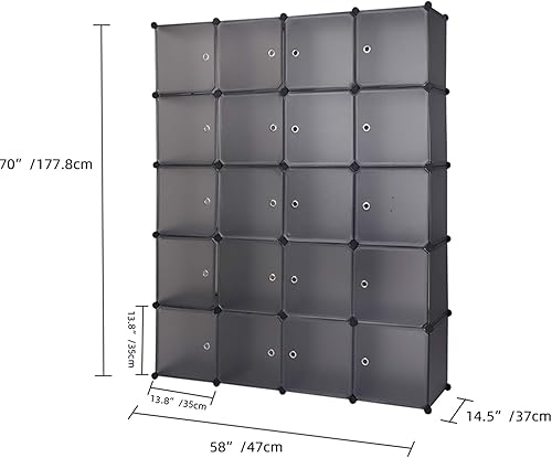 Miniatura 3 de Armario portátil, armario modular de plástico para almacenamiento de ropa con puertas, cubo organizador de bricolaje, estantería combinada para
