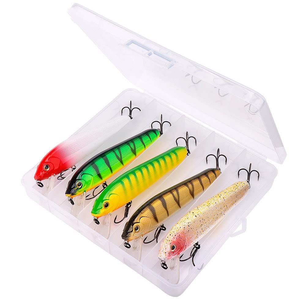 5 PCS Esche da pesciolini galleggianti Set di tramospiti for Crank 18 g 120mm Che pescano Esca Artificiale Gancio Kit Esca Artificiale (Color : 25g 120mm Seta)