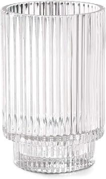 Serene Spaces Living Clear Ribbed Glass Votive Holder, Perfect for Weddings and Home Decor, Measures 5" Tall and 3.5" Diameter