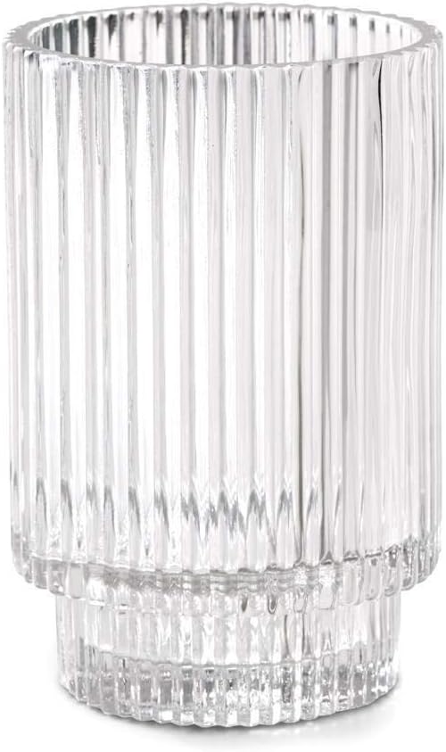 Serene Spaces Living Clear Ribbed Glass Votive Holder, Perfect for Weddings and Home