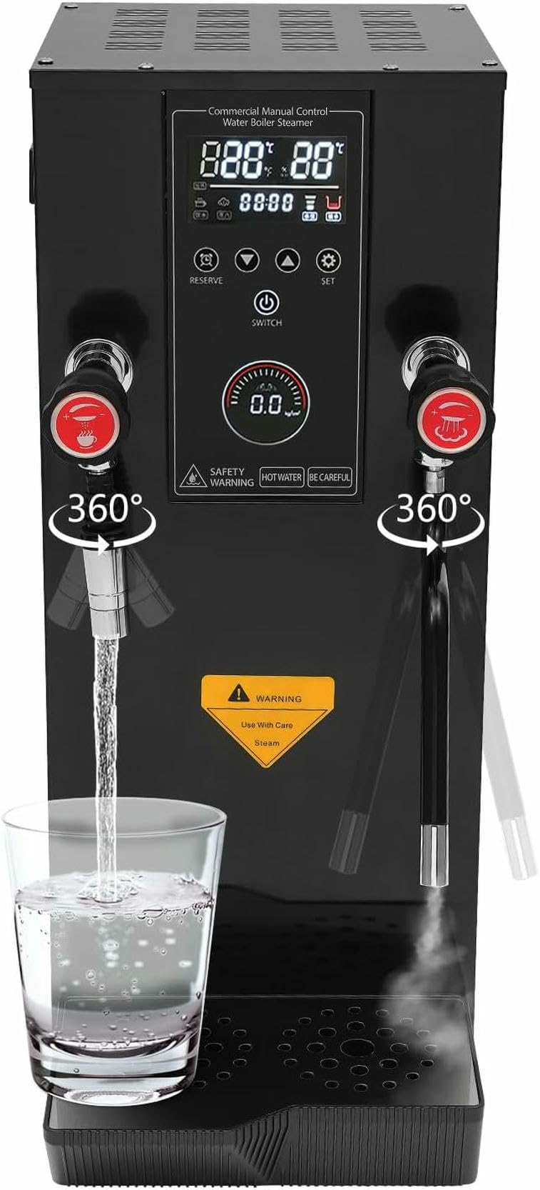 Mousseur à Lait électrique Professionnel - Machine à mousser Le Lait et Le café à température réglable, capacité de 12 L，Black