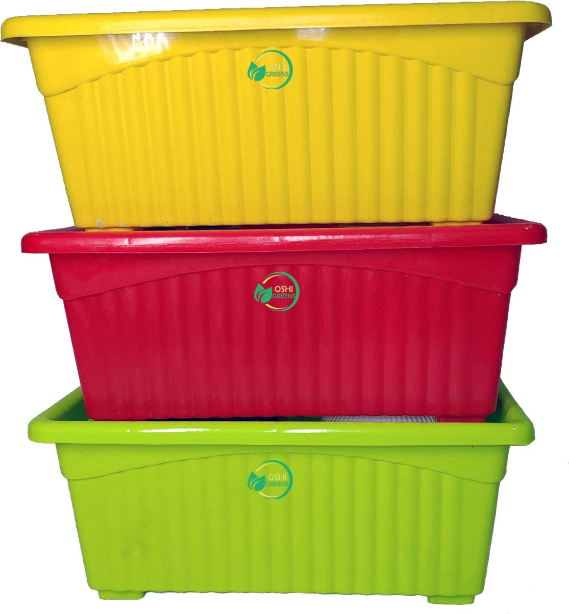 Oshi Greens Plastic Rectangle Flower Pot Pack 3 planters Tray 14 inches Size (B0879GYNR4) Amazon Price History, Amazon Price Tracker