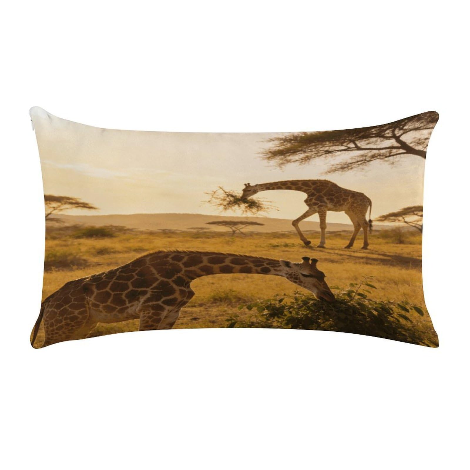 Fodpand Style African Giraffes Pillow Cases Set Of 1 Extra Soft Pillow Protectors With Hidden Zipper Perfect For Hotels, Guest Rooms,Bedroom 12X20 Inches Pillows Not Included
