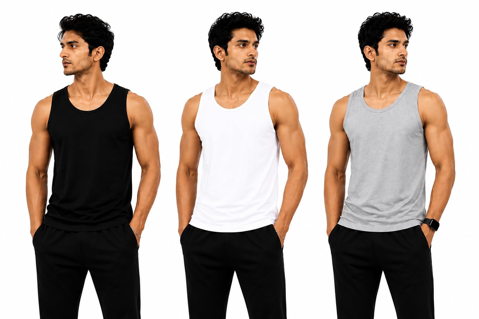 Men's Quick Dry Tank Top | Polyester Sleeveless Vest | Lightweight Breathable Gym Sports Running Casual Wear Men's Vest |Polyester Made Sleeveless Vest for Men Medium Size-image-32