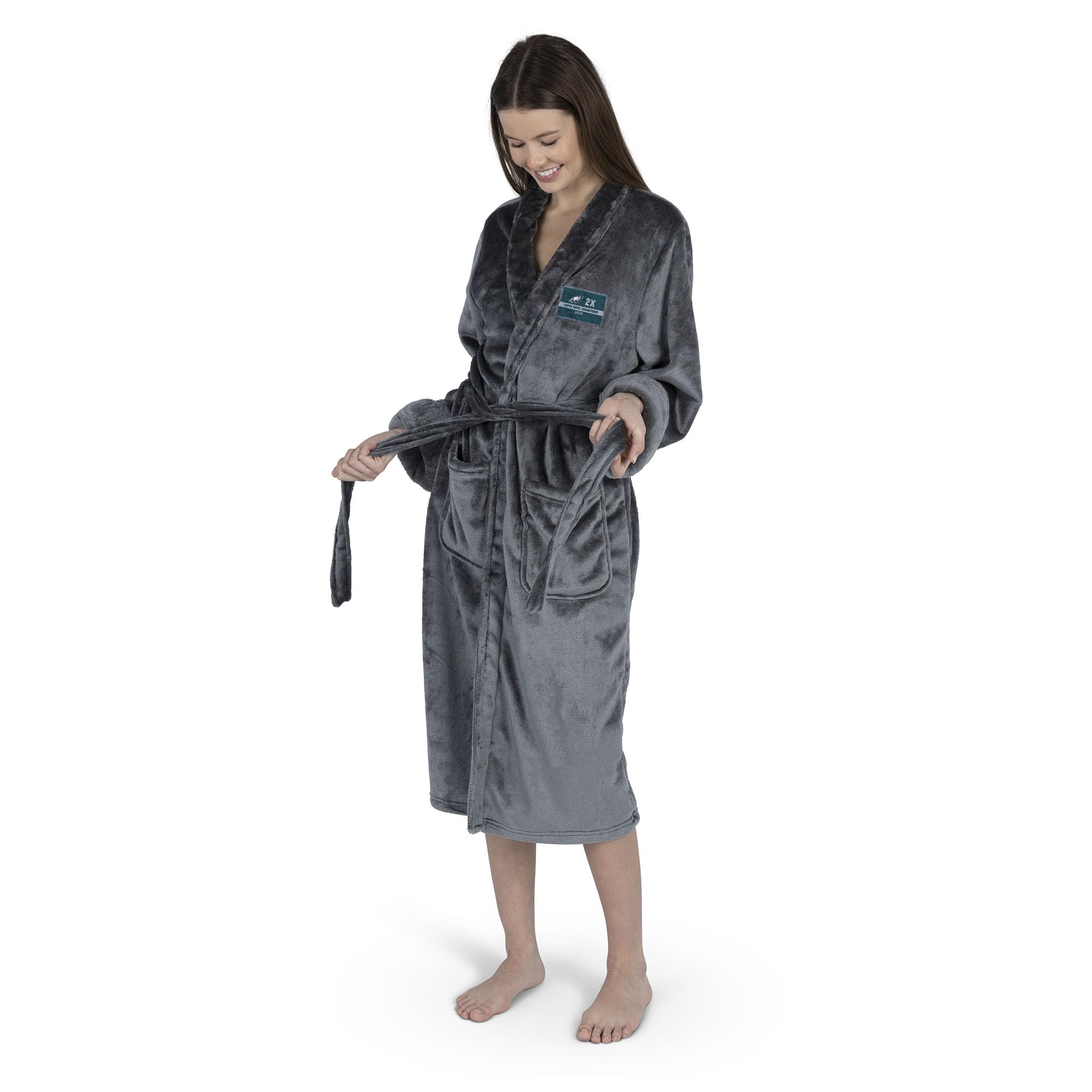 Northwest NFL Philadelphia Eagles 2025 Super Bowl LIX Multi Champ Reign S/M Silk Touch Robe 23X41 Inches