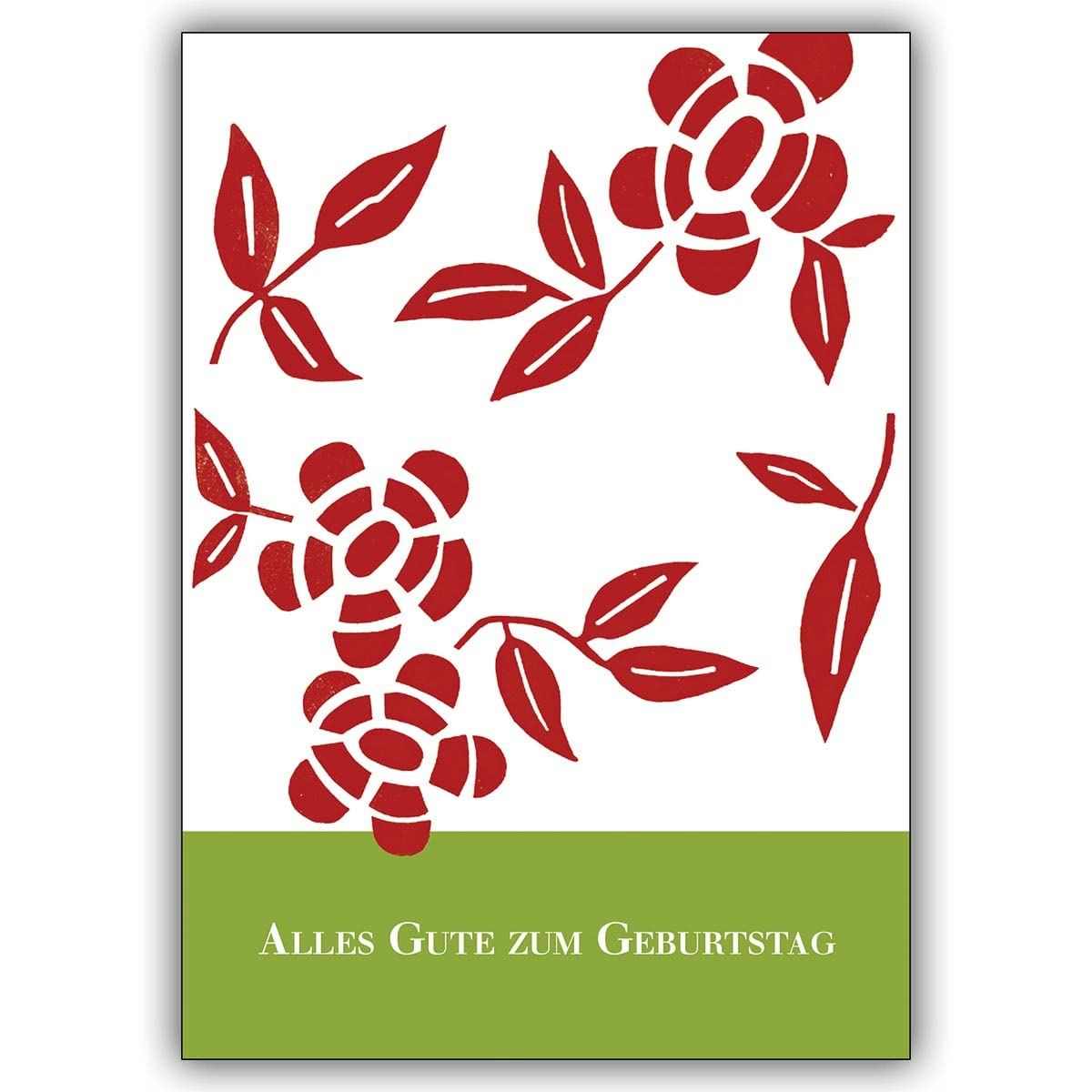 16 Geburtstagskarten (16er Set): Linolschnitt Blumen Glückwunschkarte zum Geburtstag • hübsche Grusskarte fürs Geburtstags-kind mit Umschlag geschäftlich & privat