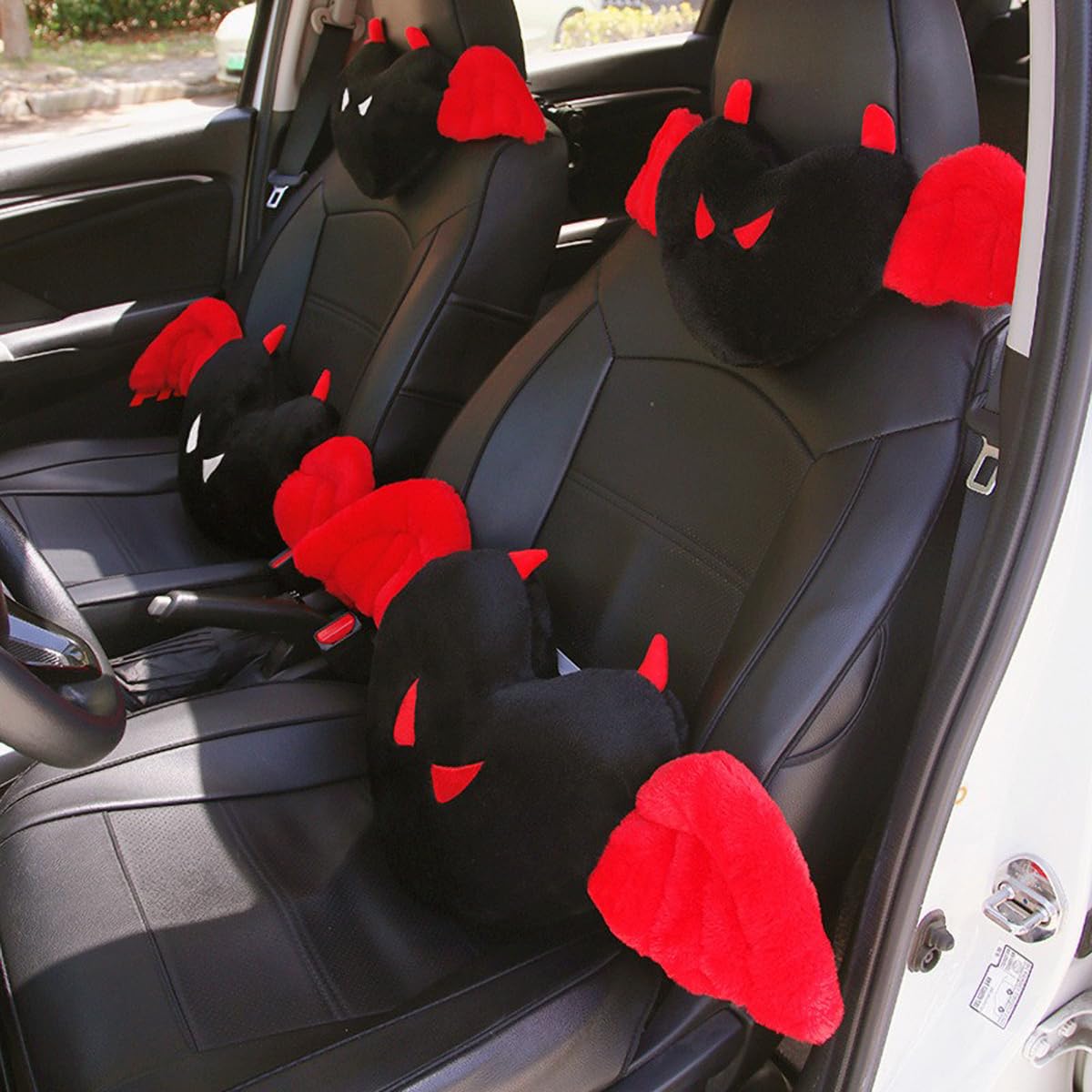 seemehappy Charming Bowknot Leather Neck Pillow Headrest Cushion for Car (A Pair)