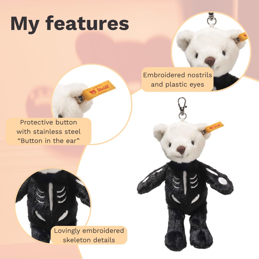 Steiff cuddly toy Mr. Bones Teddy Bear keyring, cute stuffed toy, children, boys & girls, Friends, 16 cm, multi-coloured, 112720 - Image 3