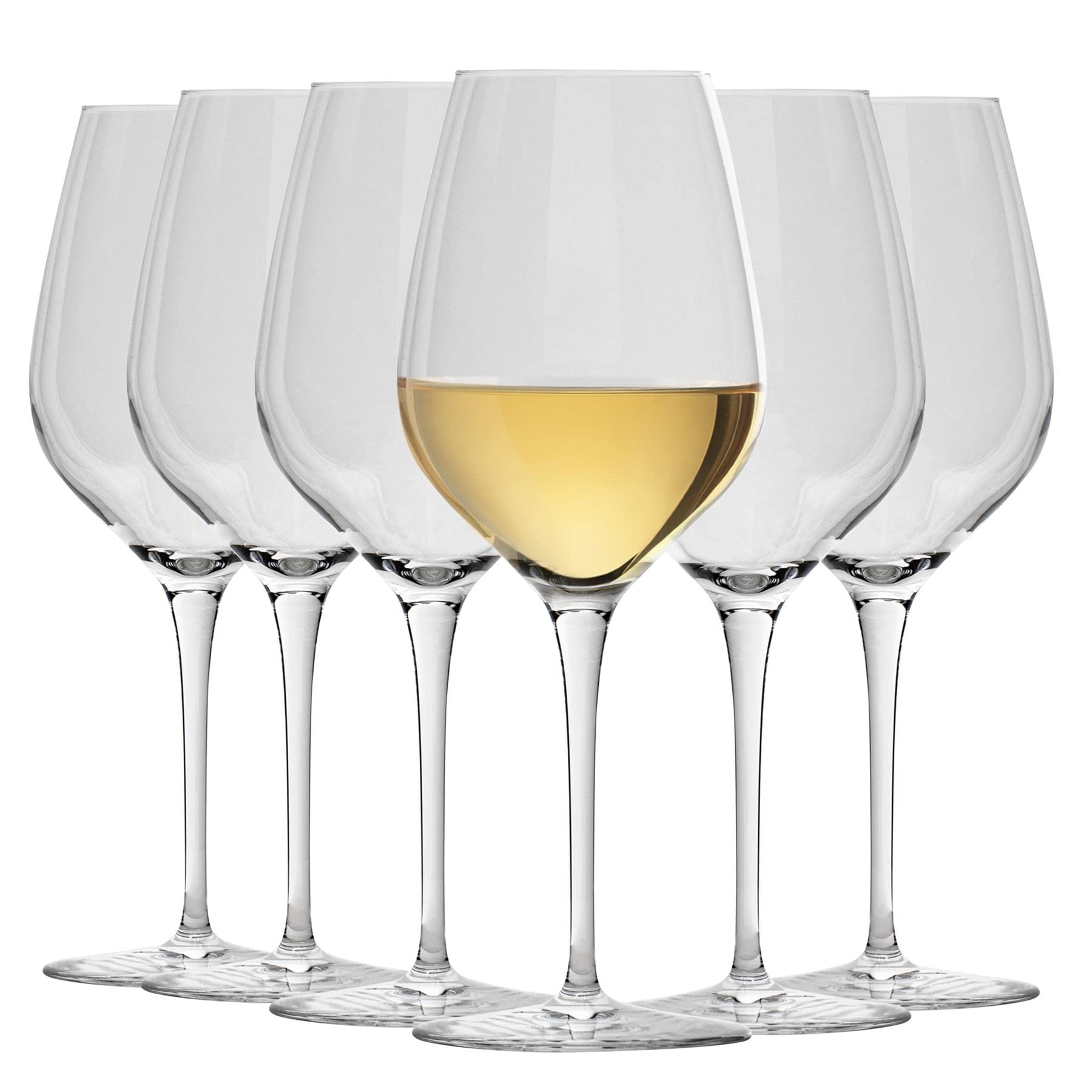 Bormioli Rocco Inalto Tre Sensi White Wine Glasses - 430ml Set of 6 - Clear Glass
