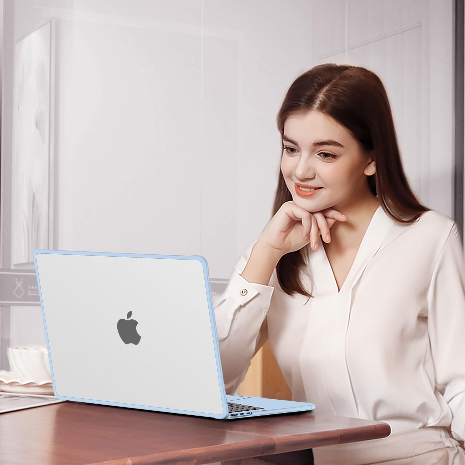 MOSISO Funda Compatible con MacBook Air 13 Pulgadas 2026-2022 M5 A3449 M4 A3240 M3 A3113 M2 A2681, Cierre Hermético Antigrietas&Antihuellas Carcasa para MacBook Air 13,6 Pulgadas,Azul Celeste