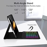 Vista 6 de Funda de teclado para iPad 9/8/7ª generación 10.2, teclado Bluetooth con retroiluminación de 7 colores, funda para iPad de 10.2 pulgadas con Negro L