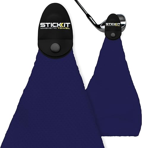Miniatura 15 de STICKIT Toalla magnética, color negro, paquete de 2, toalla de golf de microfibra de primer nivel con bolsillos profundos de gofre, imán de fuerza