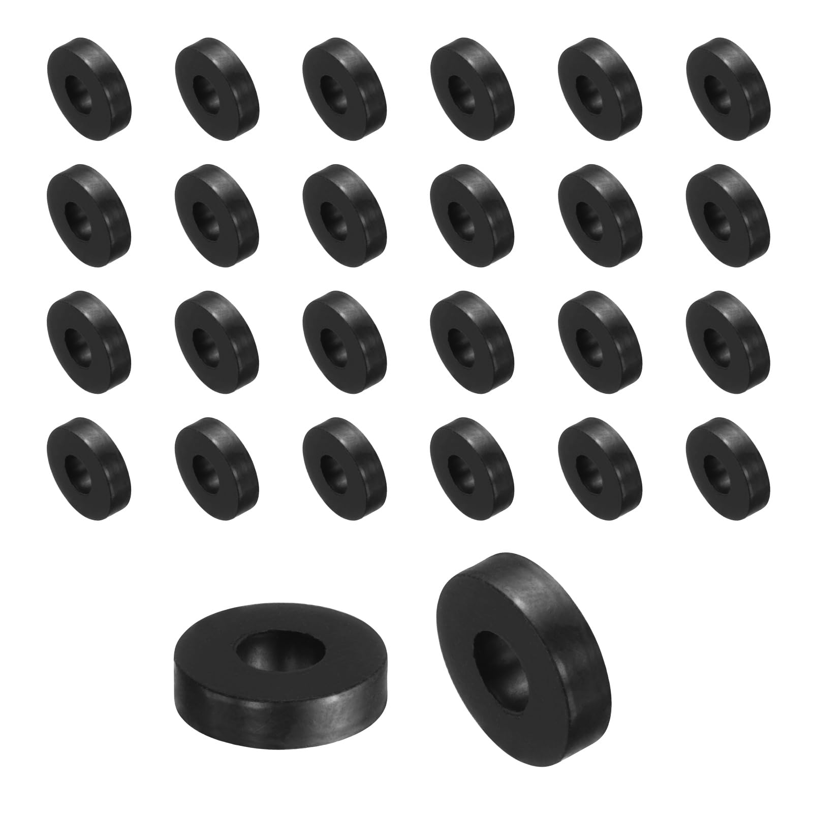 sourcing map 36 Pcs Rubber Spacers 25mm OD x 8mm ID x 5mm Height Round Anti Vibration Spacer Rubber Bushing Grommets
