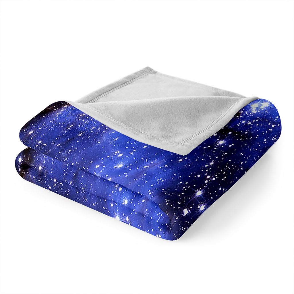 Manta Polar Grande Gruesa 180X220Cm para Cama, 3D Paisaje Estrellado Azul Impresión Patrón Manta De Franela Invierno Manta Felpa De Sofá 100% Microfibra Suave, Caliente para Hogar
