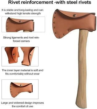 Hatchet Axe Sheath Protector Tool Portable Head Leather Protection Covers Make Your Hatchet With Adjustable Safety For Lumberjacks Working Outdoors(20x14cm)