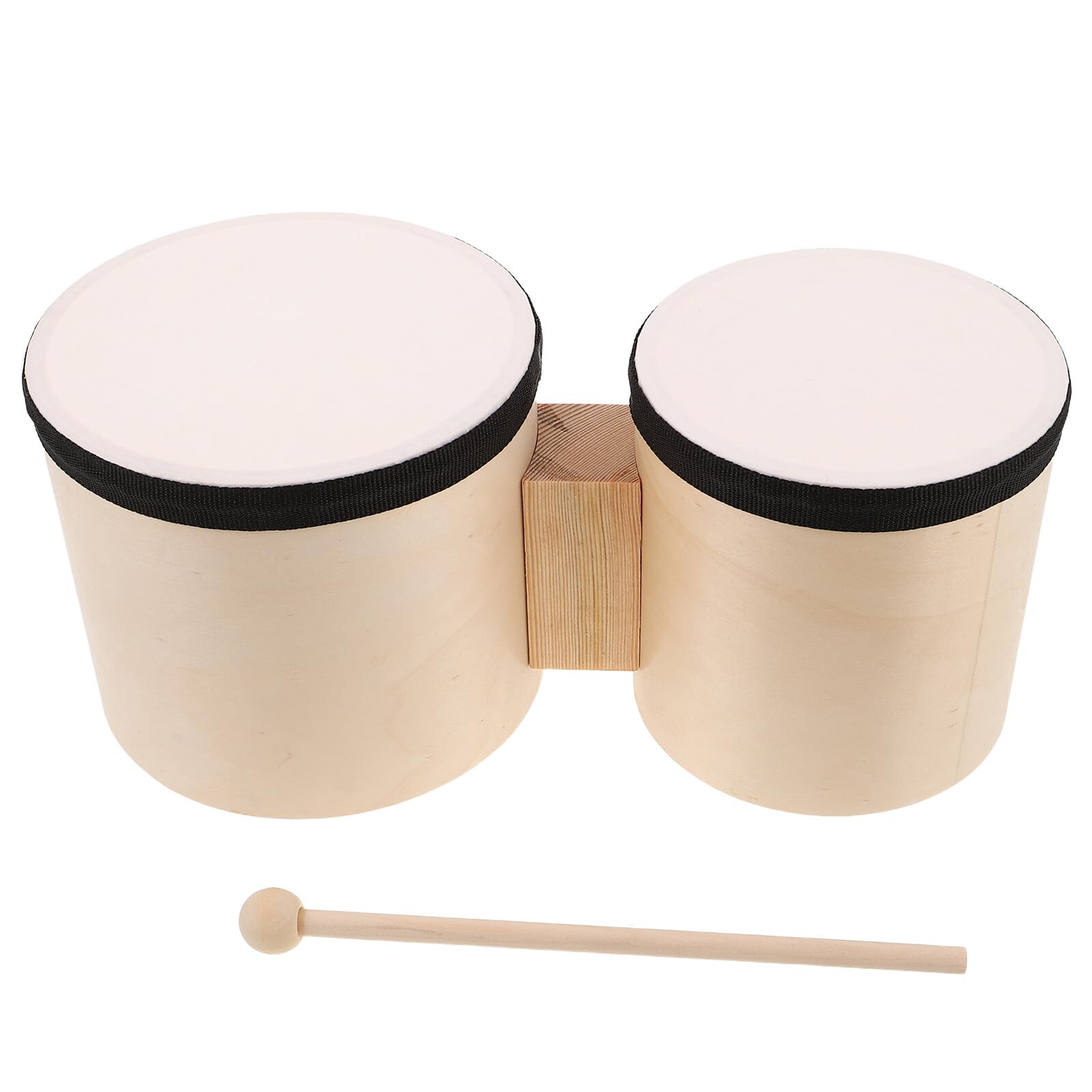 STOBAZA Bongós de Percusión Manual de Madera para Principiantes Juego de 2 Tambores de 5 y 6 Pulgadas con Baquetas Instrumento Portátil Adecuado para Educación Musical y Actividades